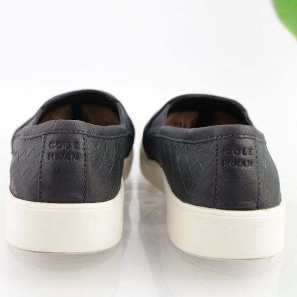 Cole Haan Womens Crosscourt Slip On Shoe Size 8.5 Navy Blue Leather Woven Loafer - Picture 5 of 14